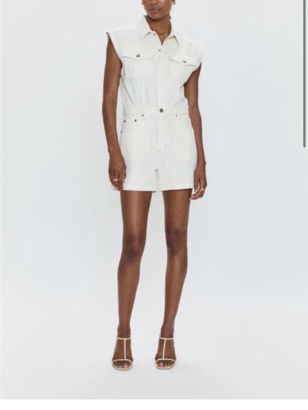 pistola White Sleeveless Denim Romper